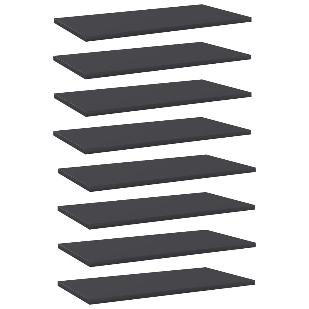 Bookshelf Boards 8 pcs Gray 23.6"x11.8"x0.6" Engineered Wood