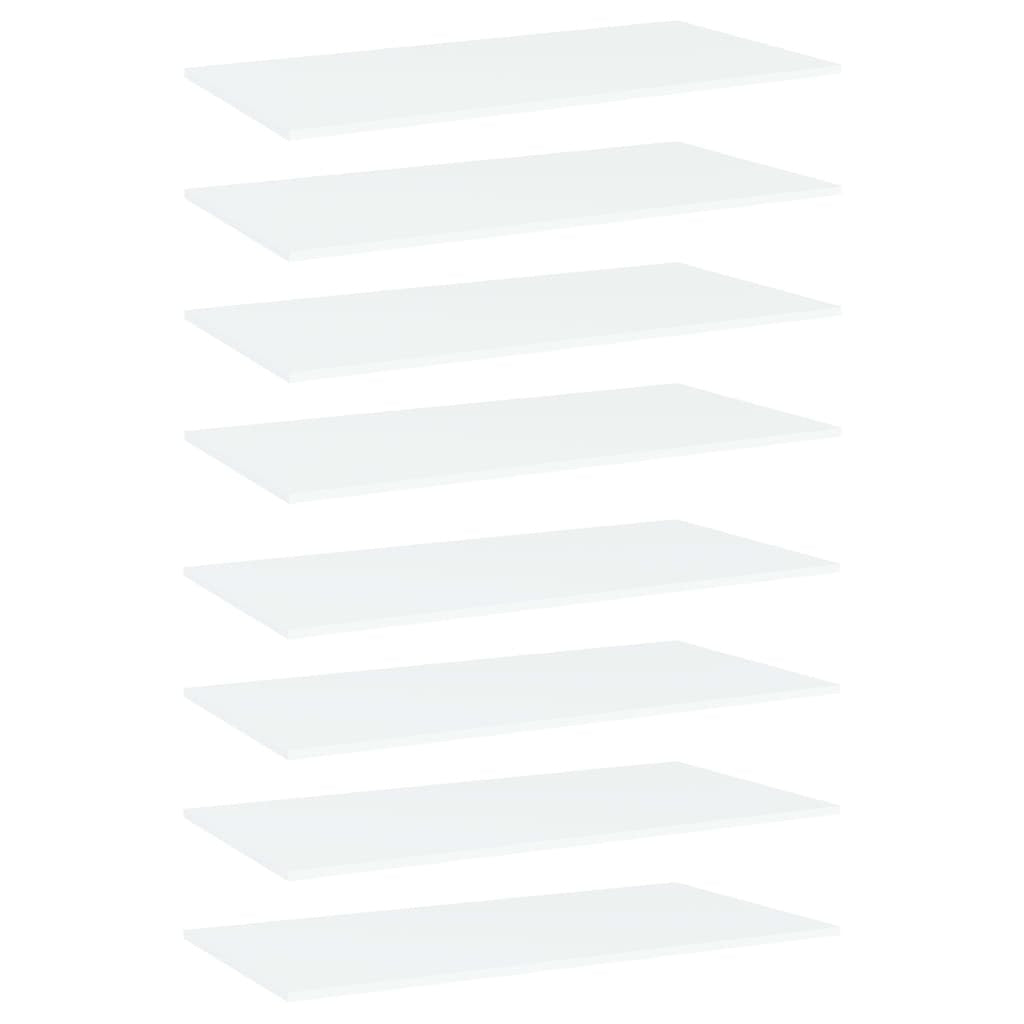 Bookshelf Boards 8 pcs White 31.5"x7.9"x0.6" Engineered Wood