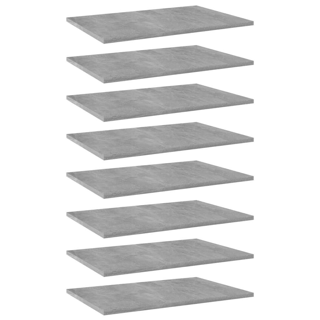 Bookshelf Boards 8 pcs Concrete Gray 23.6"x15.7"x0.6" Engineered Wood