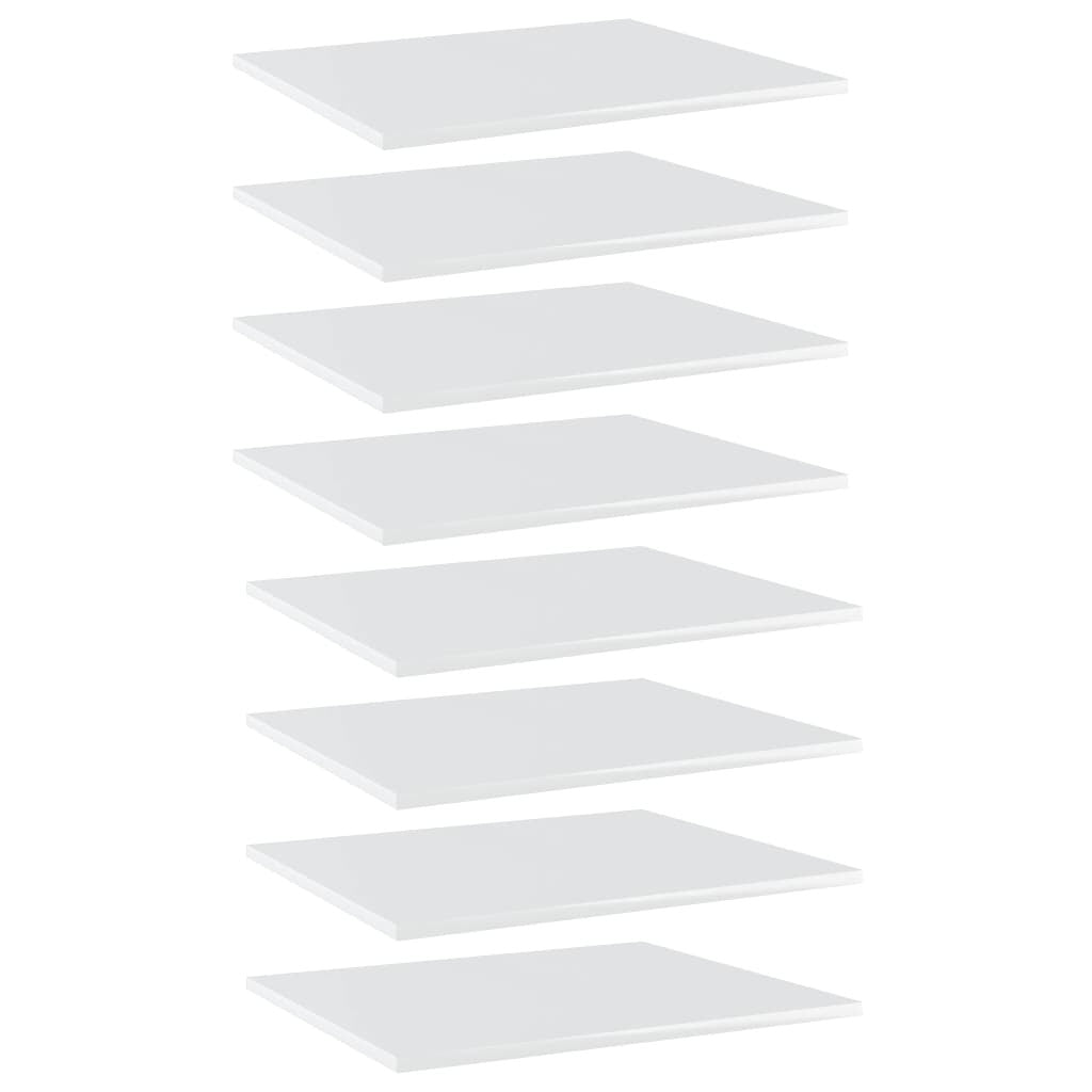 Bookshelf Boards 8 pcs High Gloss White 23.6"x19.7"x0.6" Engineered Wood