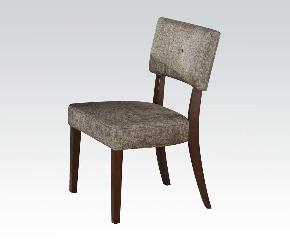 Drake Side Chair (Set-2) in Gray Fabric & Espresso