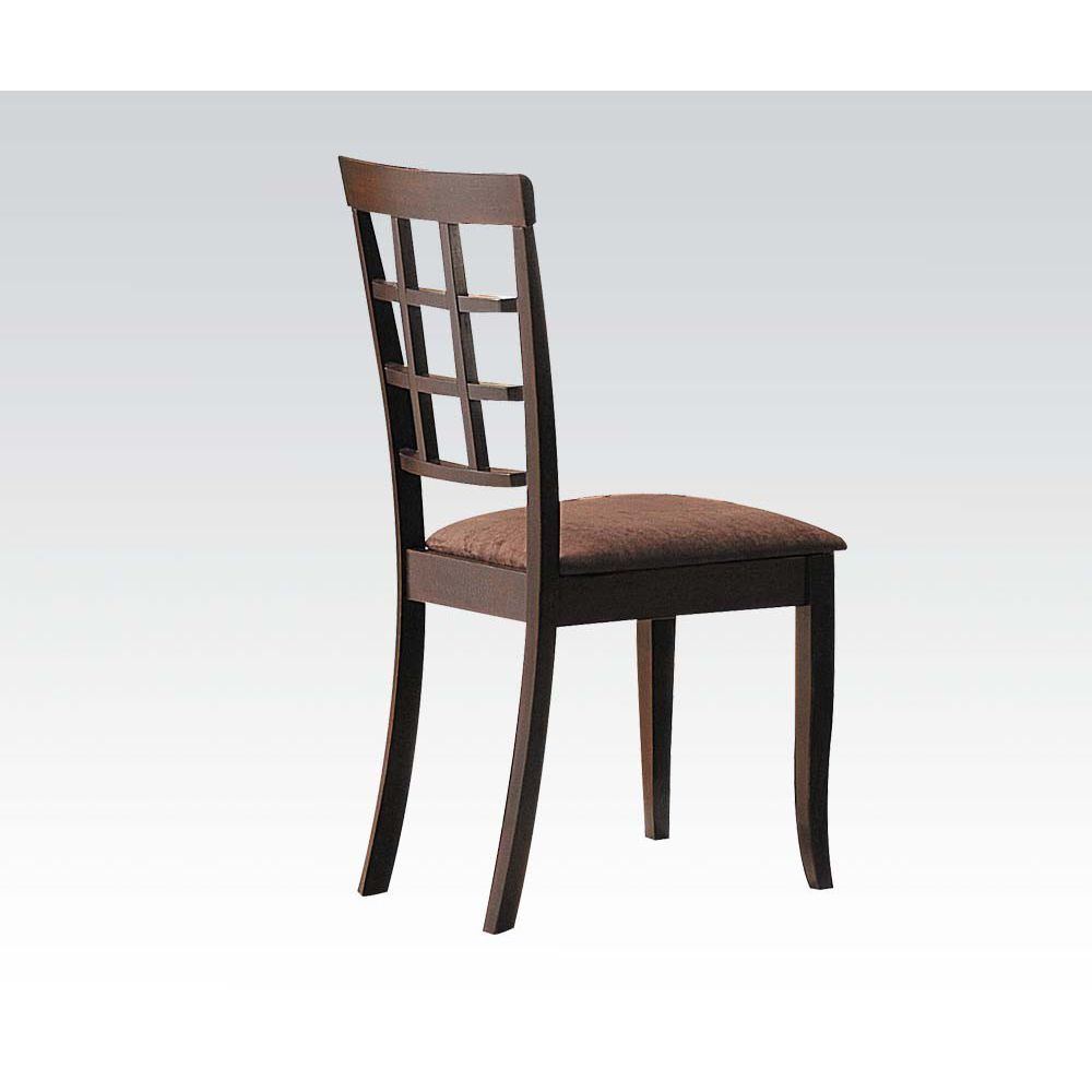 Cardiff Side Chair (Set-2) in Dark Brown Microfiber & Espresso