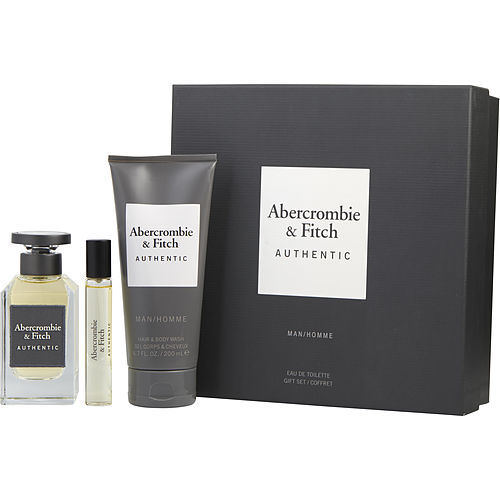 ABERCROMBIE & FITCH AUTHENTIC by Abercrombie & Fitch EDT SPRAY 3.4 OZ & BODY WASH 6.7 OZ & EDT 0.5 OZ MINI