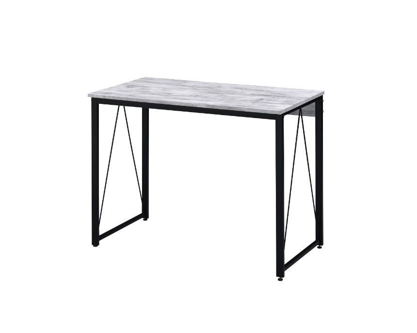 Zaidin Writing Desk; Antique White & Black Finish YJ