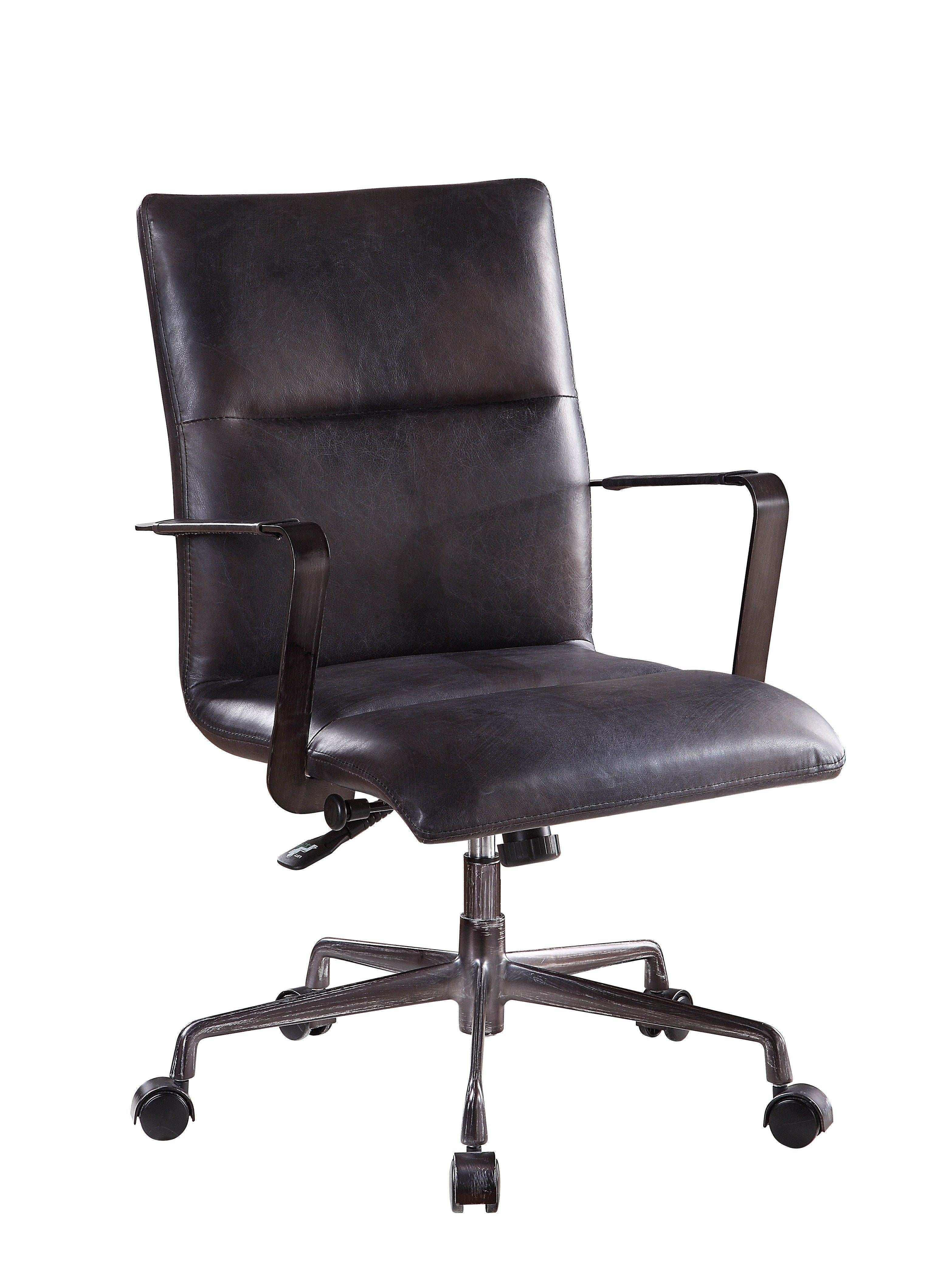 Indra Office Chair; Onyx Black Top Grain Leather YJ