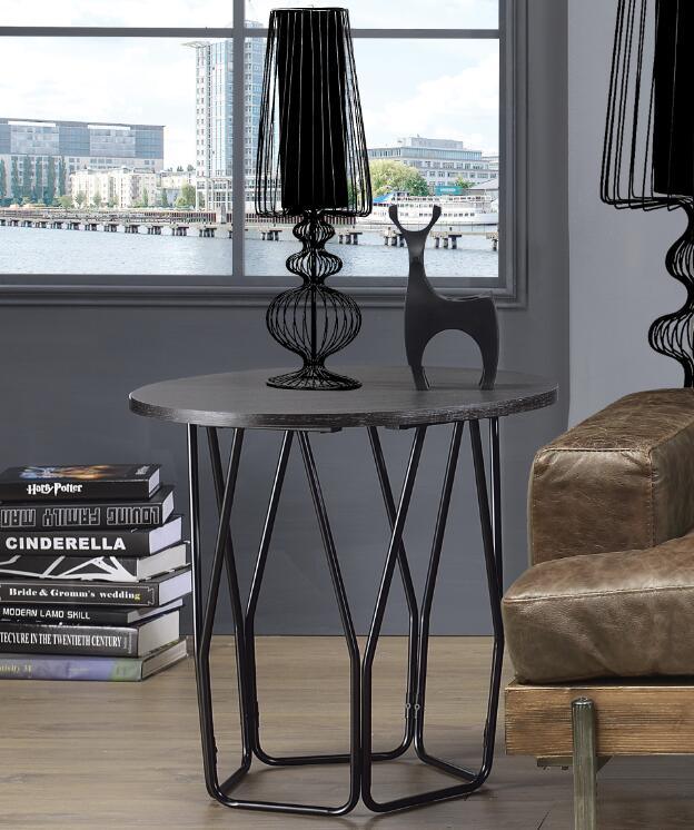 Sytira End Table; Espresso & Black