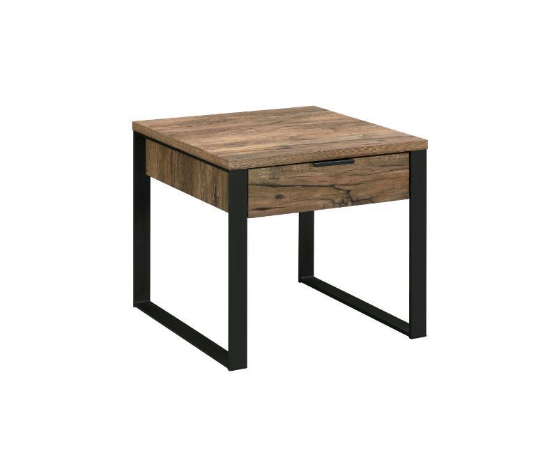 Aflo End Table; Weathered Oak & Black Finish