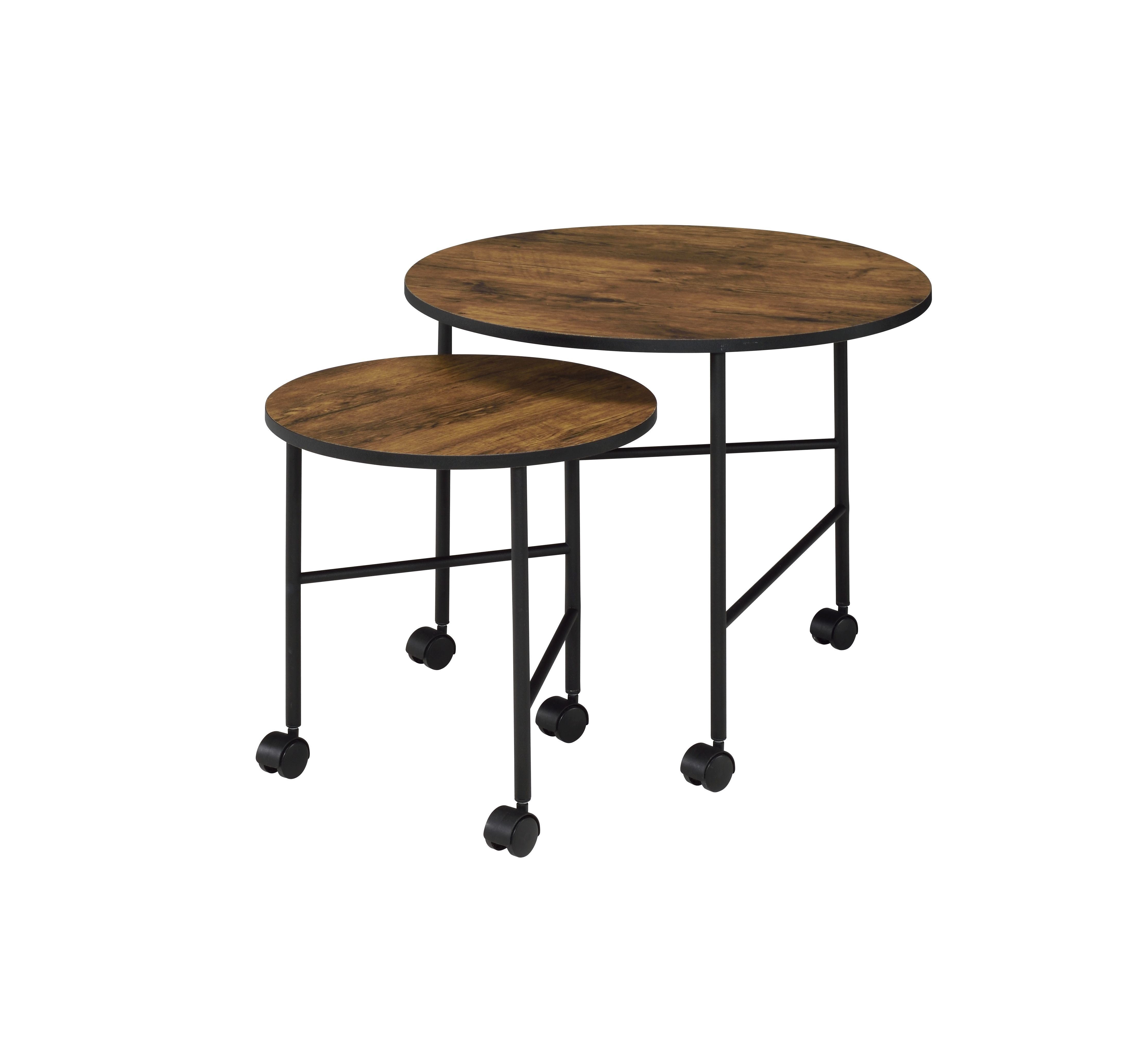 Oblis 2Pc Pk Nesting Tables; Vintage Oak YJ