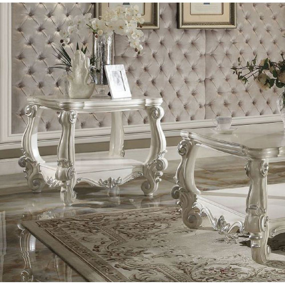 Versailles End Table in Bone White