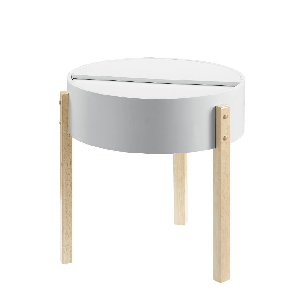 Bodfish End Table; White & Natural YJ