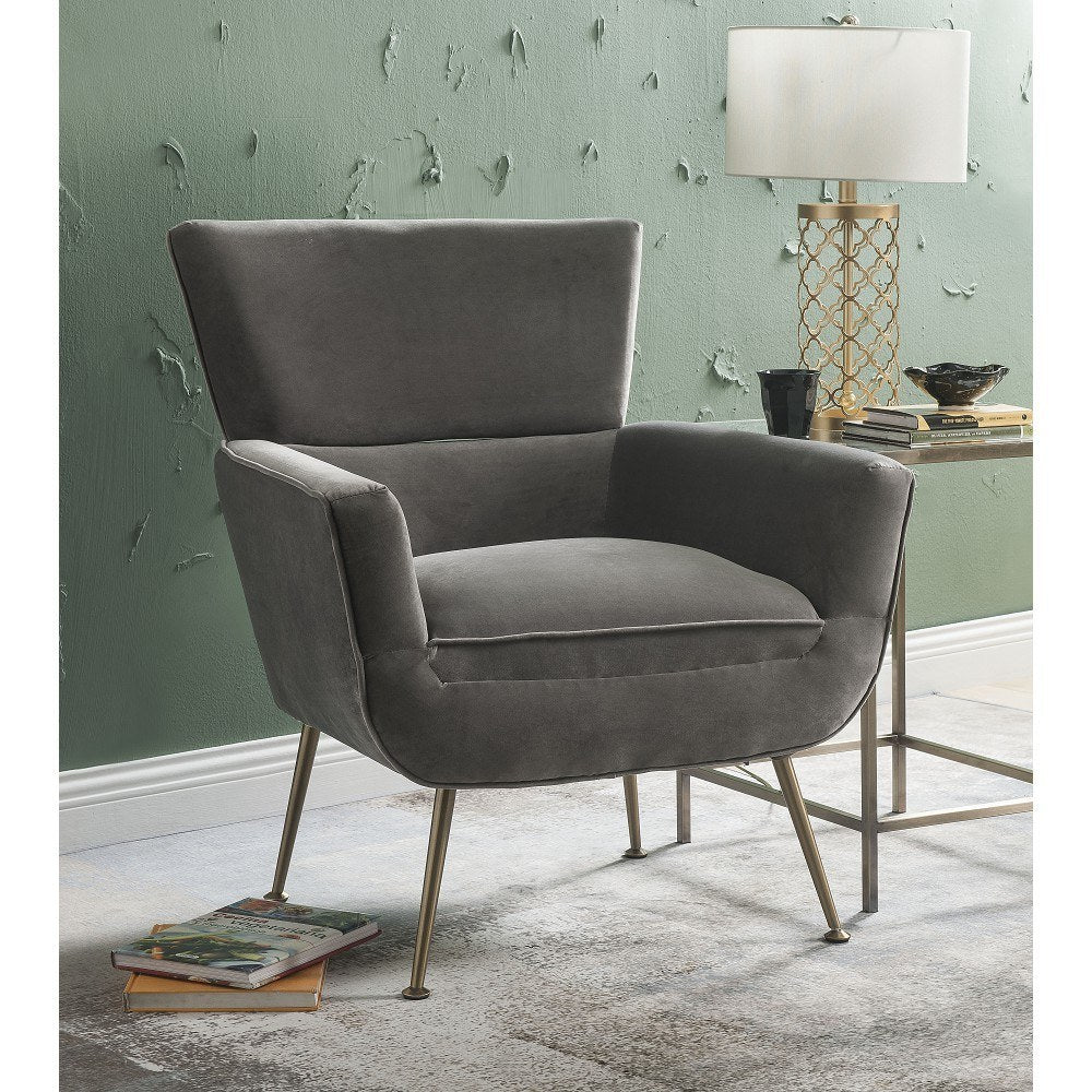 Varik Accent Chair in Gray Velvet