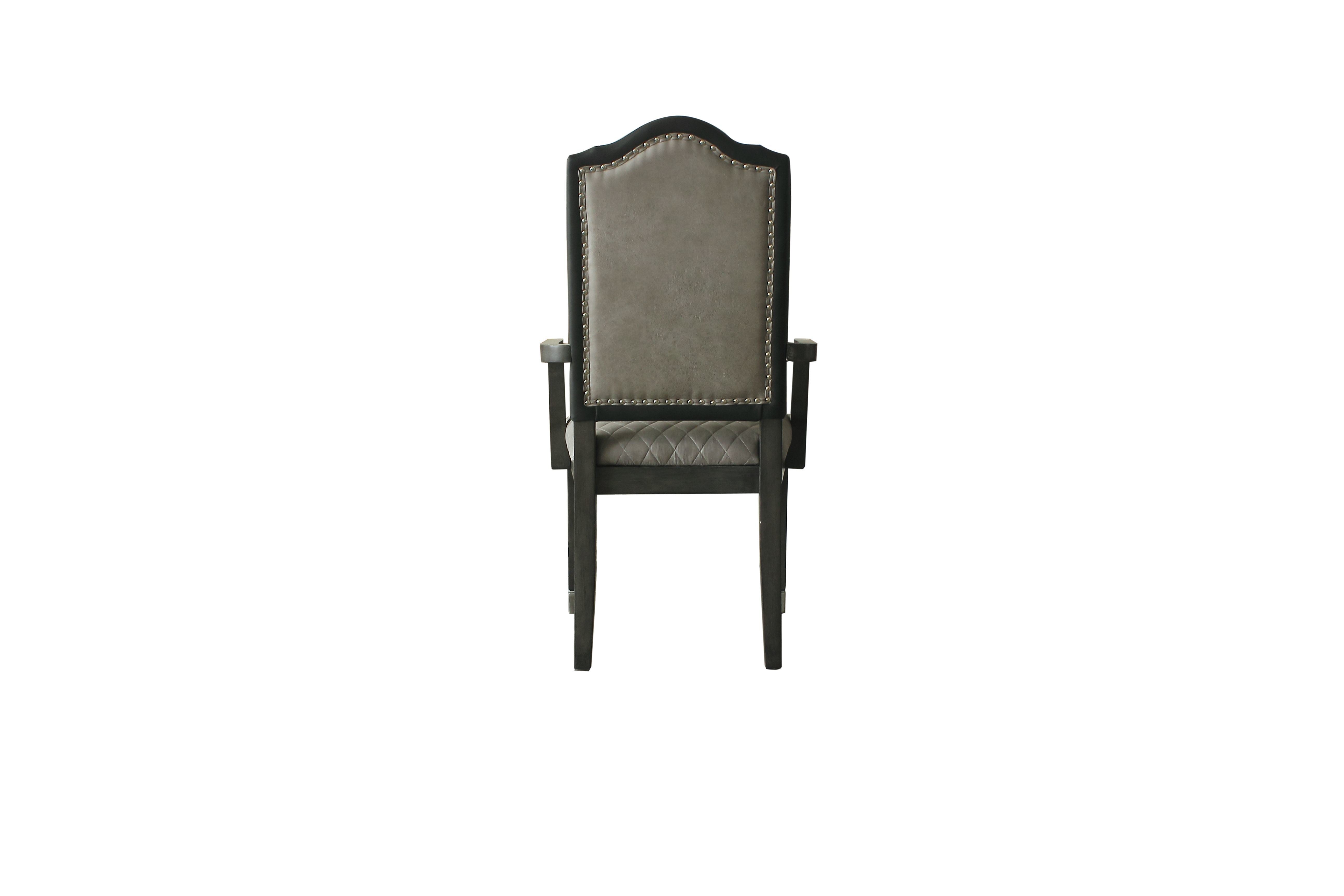 House Beatrice Arm Chair; Two Tone Beige Fabric & Charcoal Finish