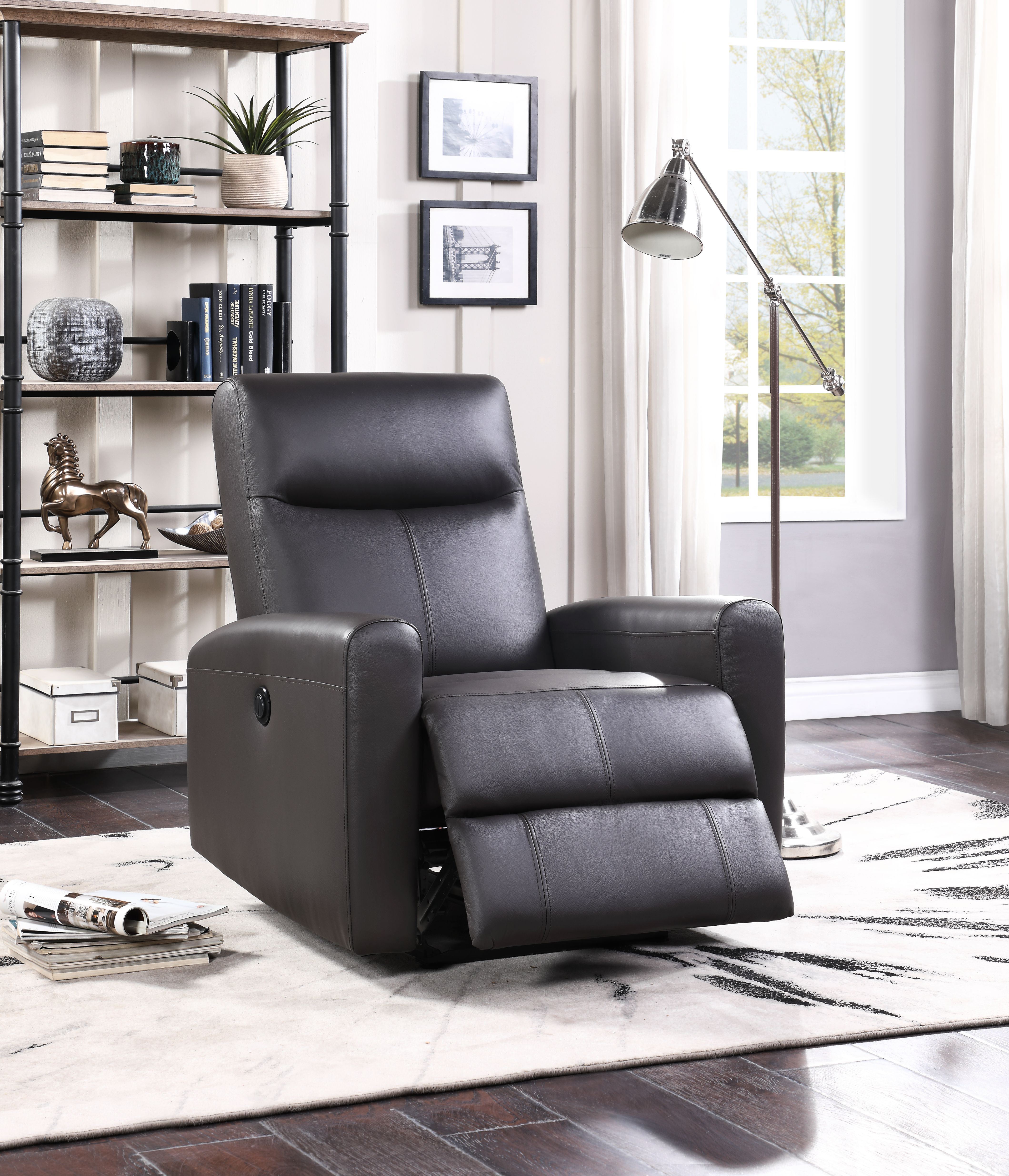 Blane Recliner (Power Motion); Brown Top Grain Leather Match