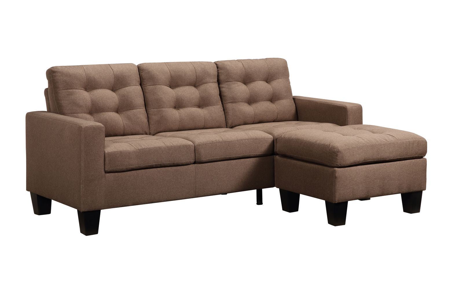 Earsom Sectional Sofa (Rev. Chaise); Brown Linen