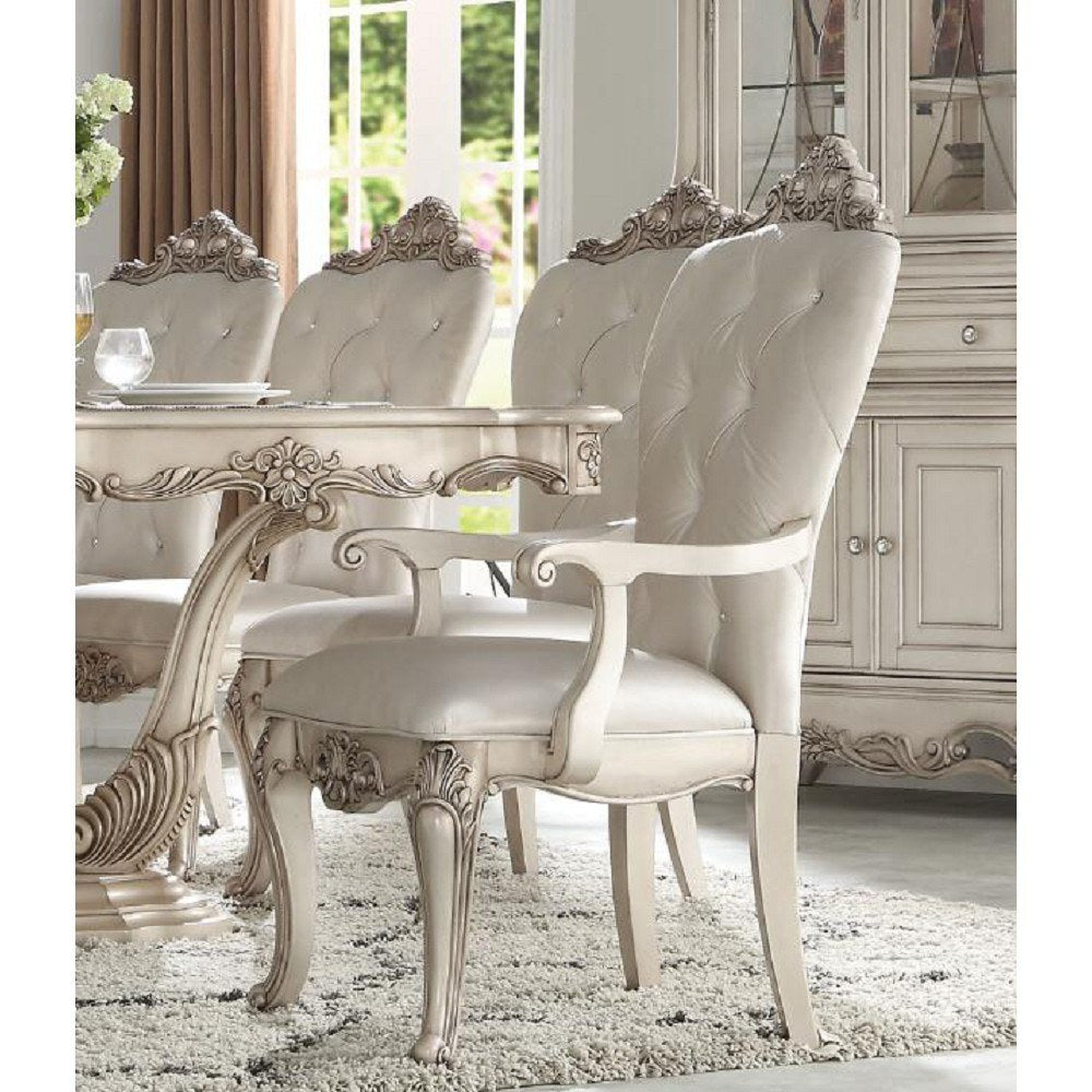 Gorsedd Arm Chair (Set-2) in Cream Fabric & Antique White