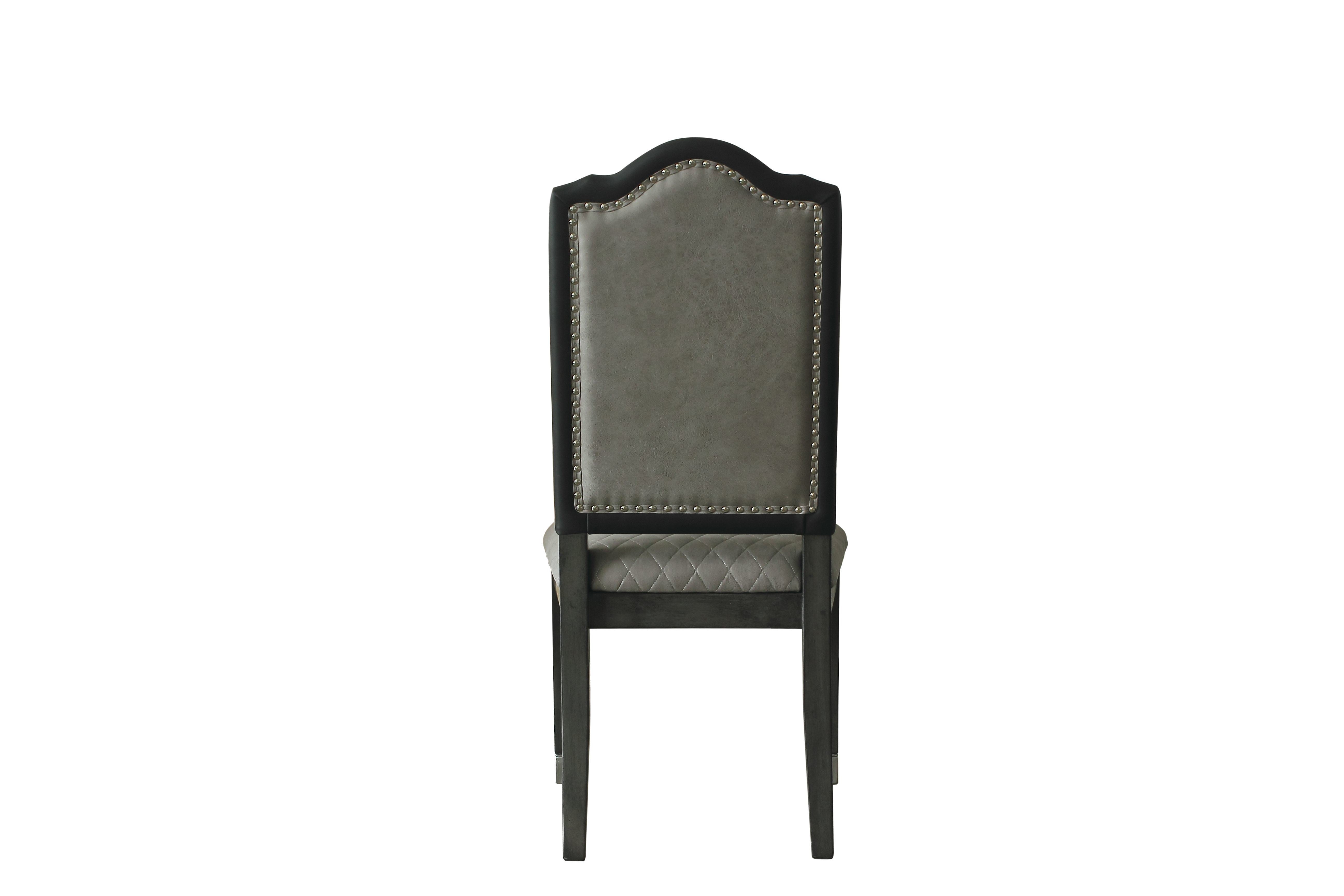 House Beatrice Side Chair; Two Tone Beige Fabric & Charcoal Finish