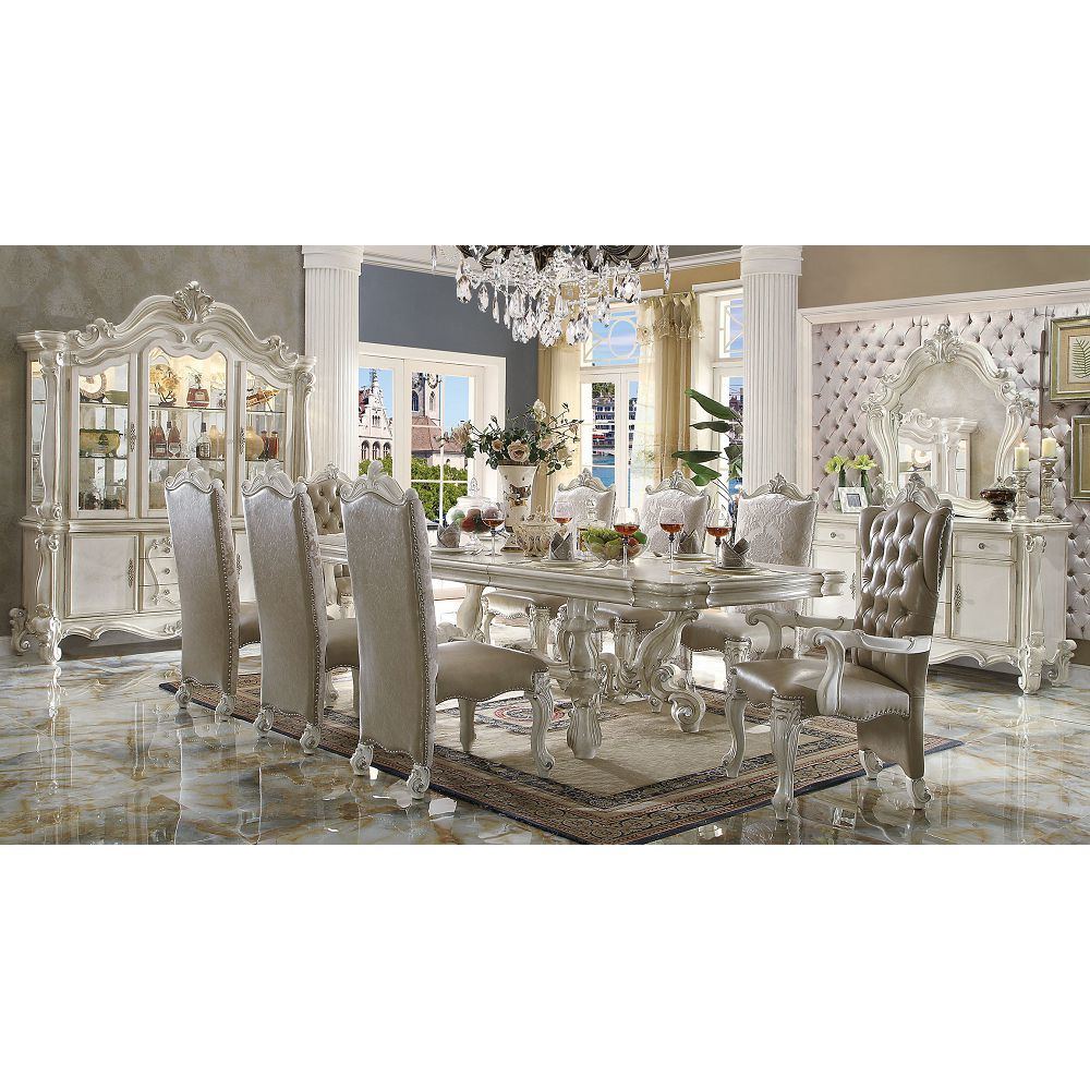 Versailles Side Chair (Set-2) in PU/Fabric & Bone White