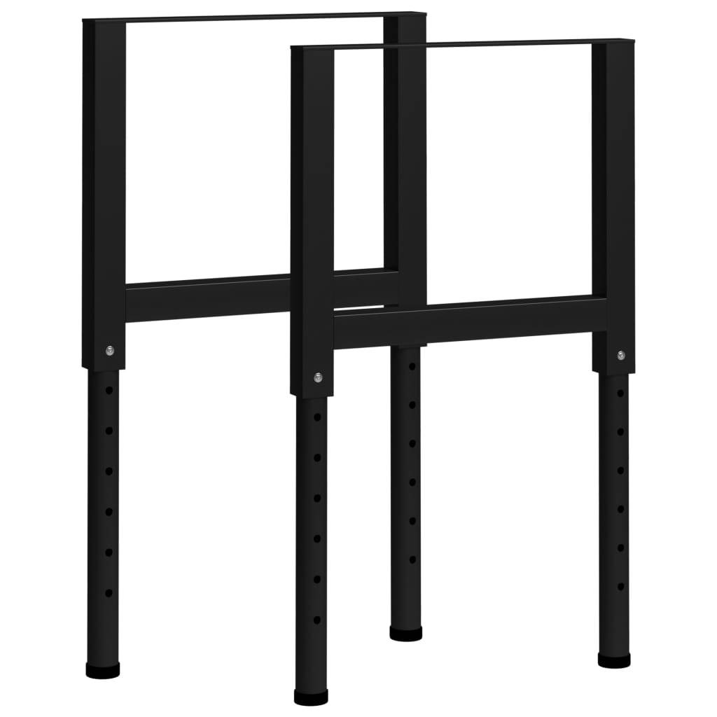 Adjustable Work Bench Frames 2 pcs Metal 21.7"x(27.2"-37.6") Black