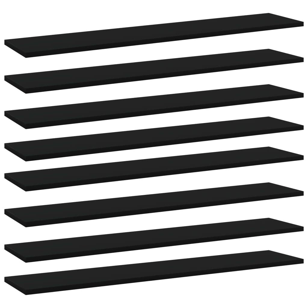Bookshelf Boards 8 pcs Black 39.4"x7.9"x0.6" Engineered Wood