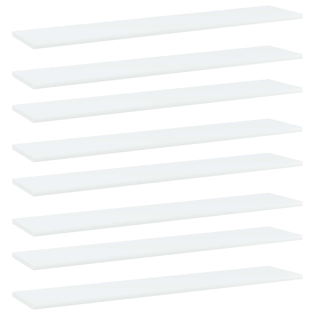 Bookshelf Boards 8 pcs White 39.4"x7.9"x0.6" Engineered Wood