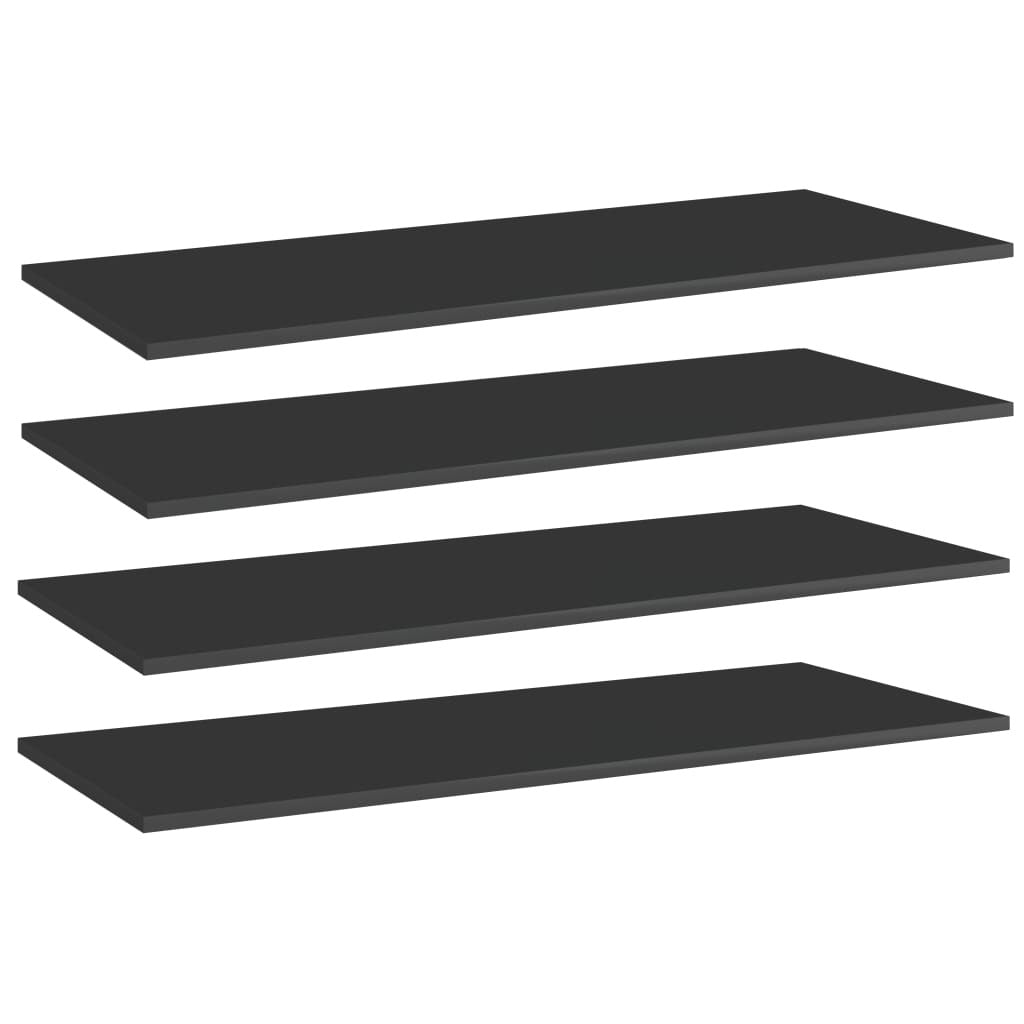 Bookshelf Boards 4 pcs High Gloss Black 39.4"x15.7"x0.6" Engineered Wood