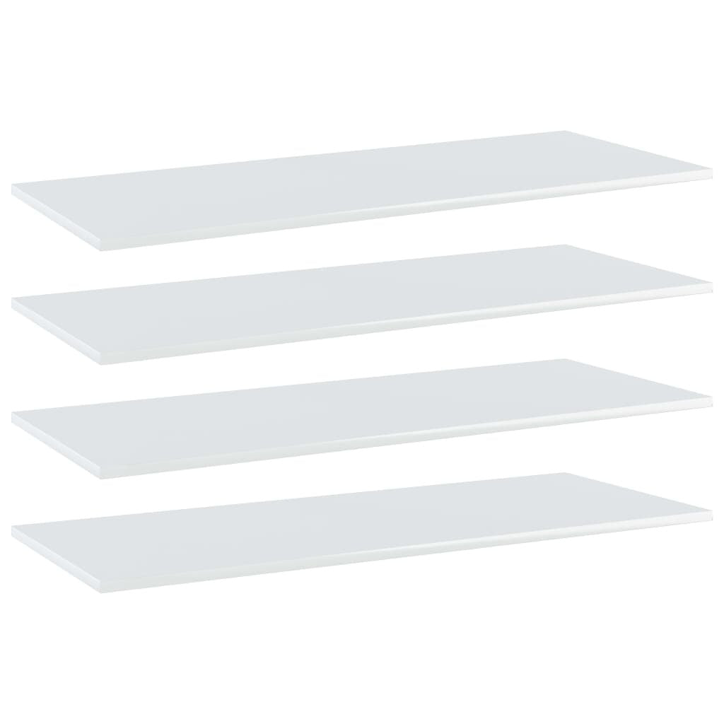 Bookshelf Boards 4 pcs High Gloss White 39.4"x15.7"x0.6" Engineered Wood