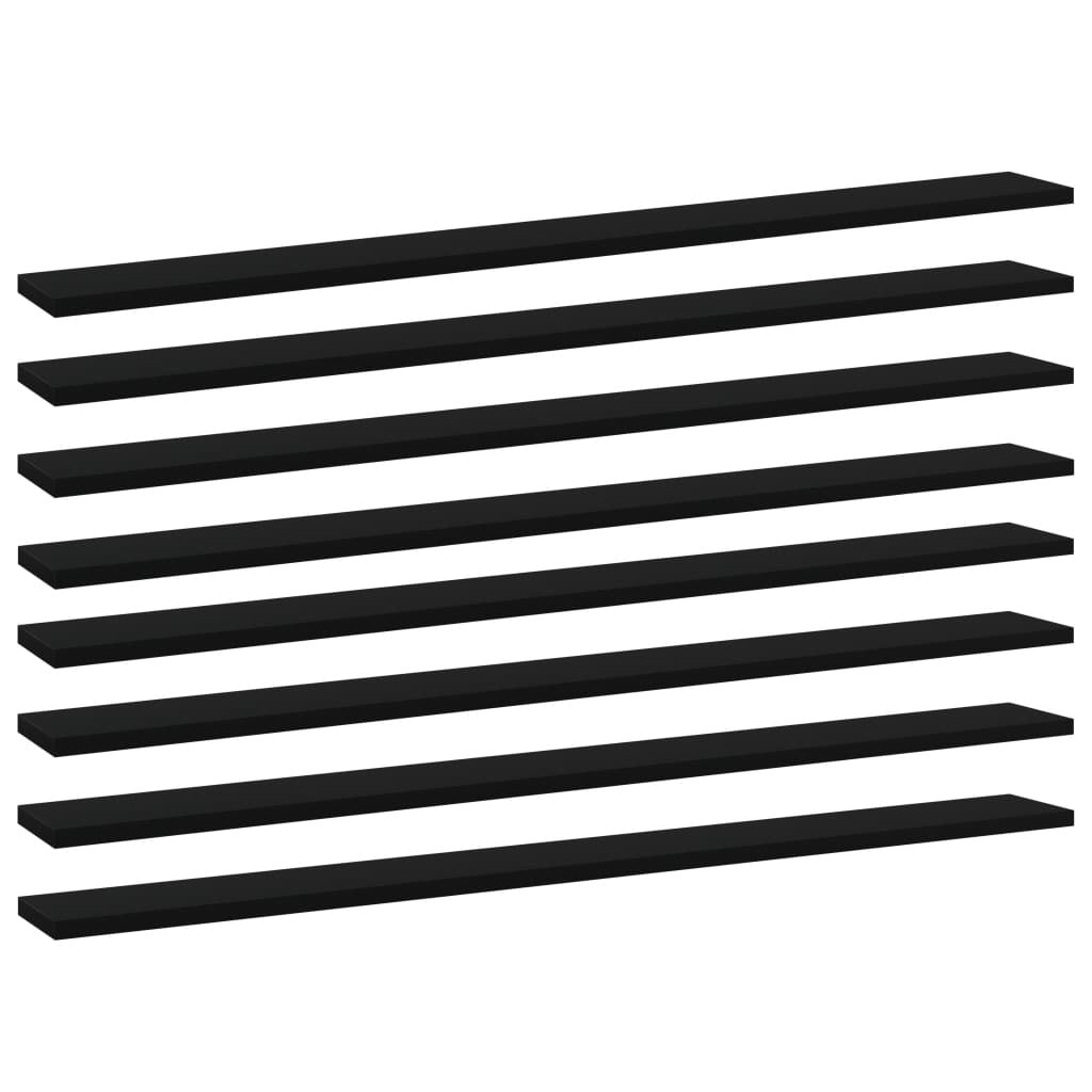 Bookshelf Boards 8 pcs Black 39.4"x3.9"x0.6" Engineered Wood
