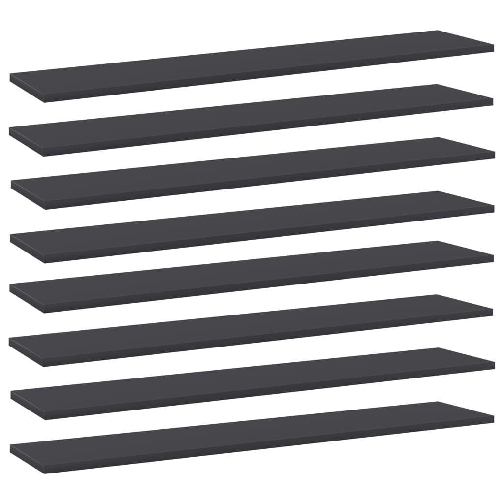 Bookshelf Boards 8 pcs Gray 39.4"x7.9"x0.6" Engineered Wood