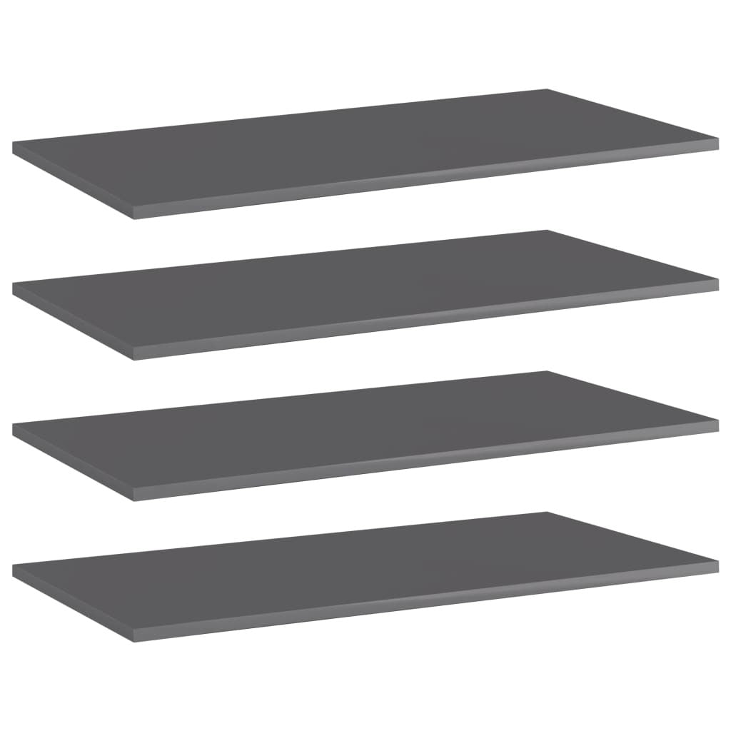 Bookshelf Boards 4 pcs High Gloss Gray 31.5"x15.7"x0.6" Engineered Wood