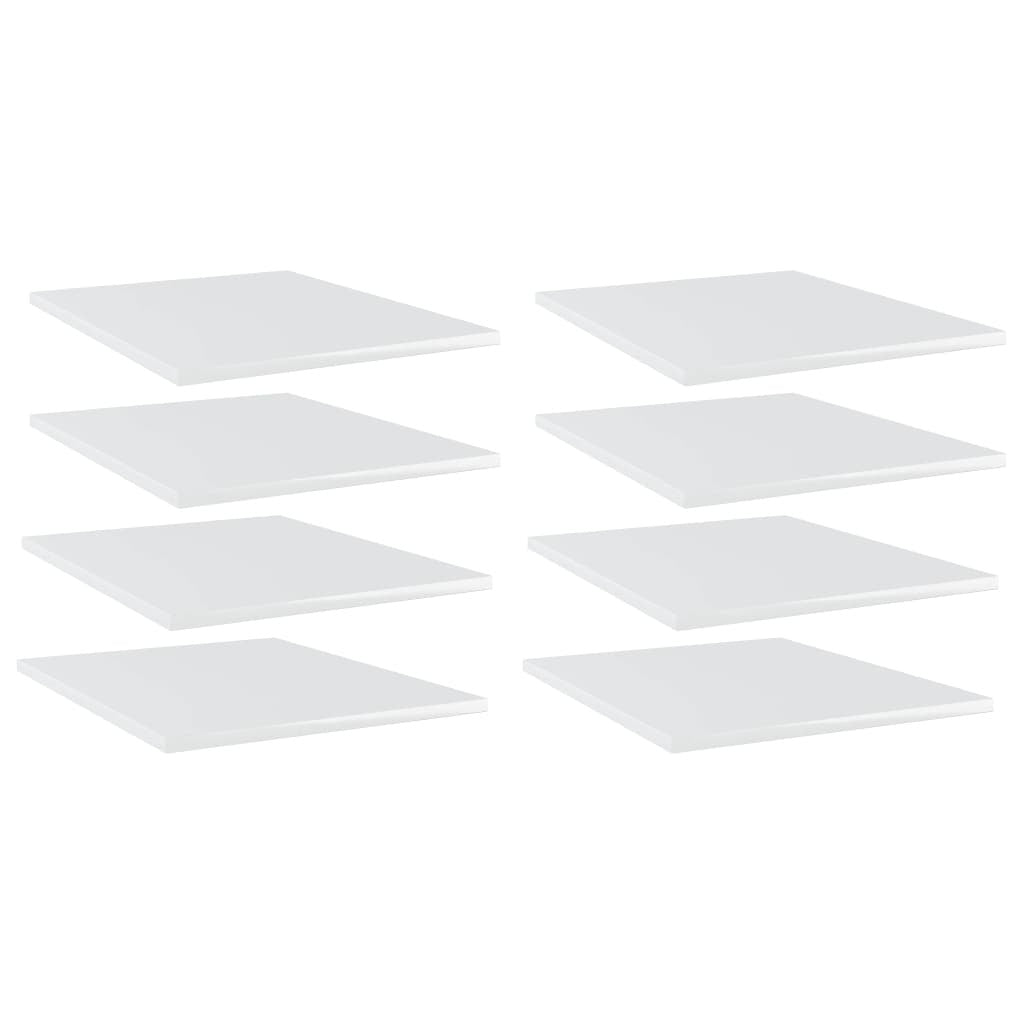 Bookshelf Boards 8 pcs High Gloss White 15.7"x19.7"x0.6" Engineered Wood