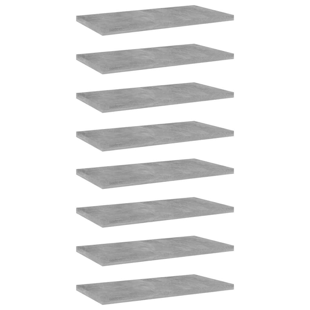 Bookshelf Boards 8 pcs Concrete Gray 15.7"x7.9"x0.6" Engineered Wood