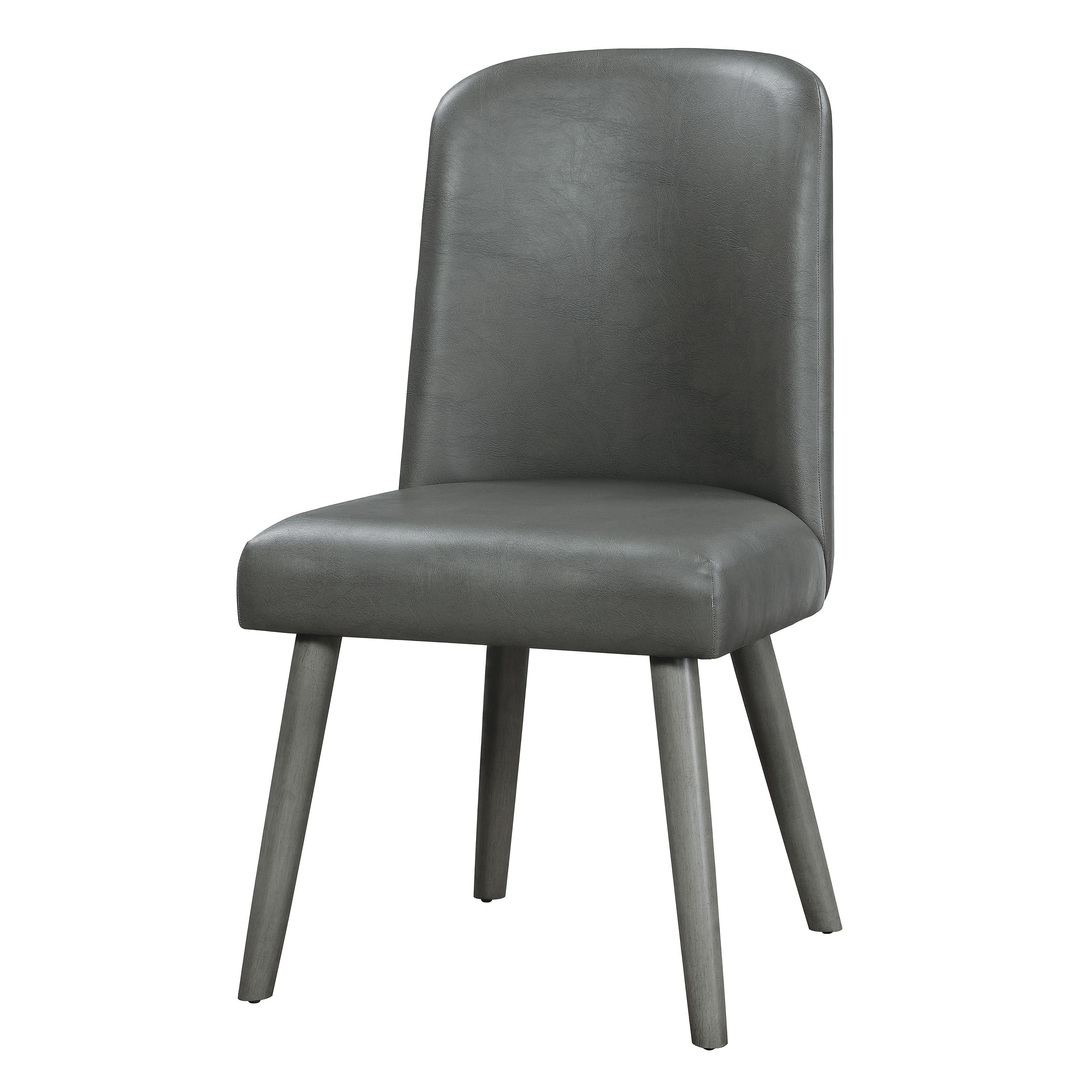 Waylon Side Chair (Set-2); Gray PU & Gray Oak (2Pc/1Ctn) YJ