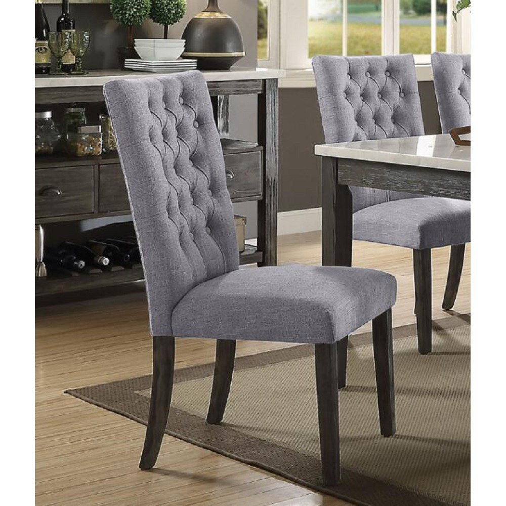 Merel Side Chair (Set-2) in Gray Fabric & Gray Oak