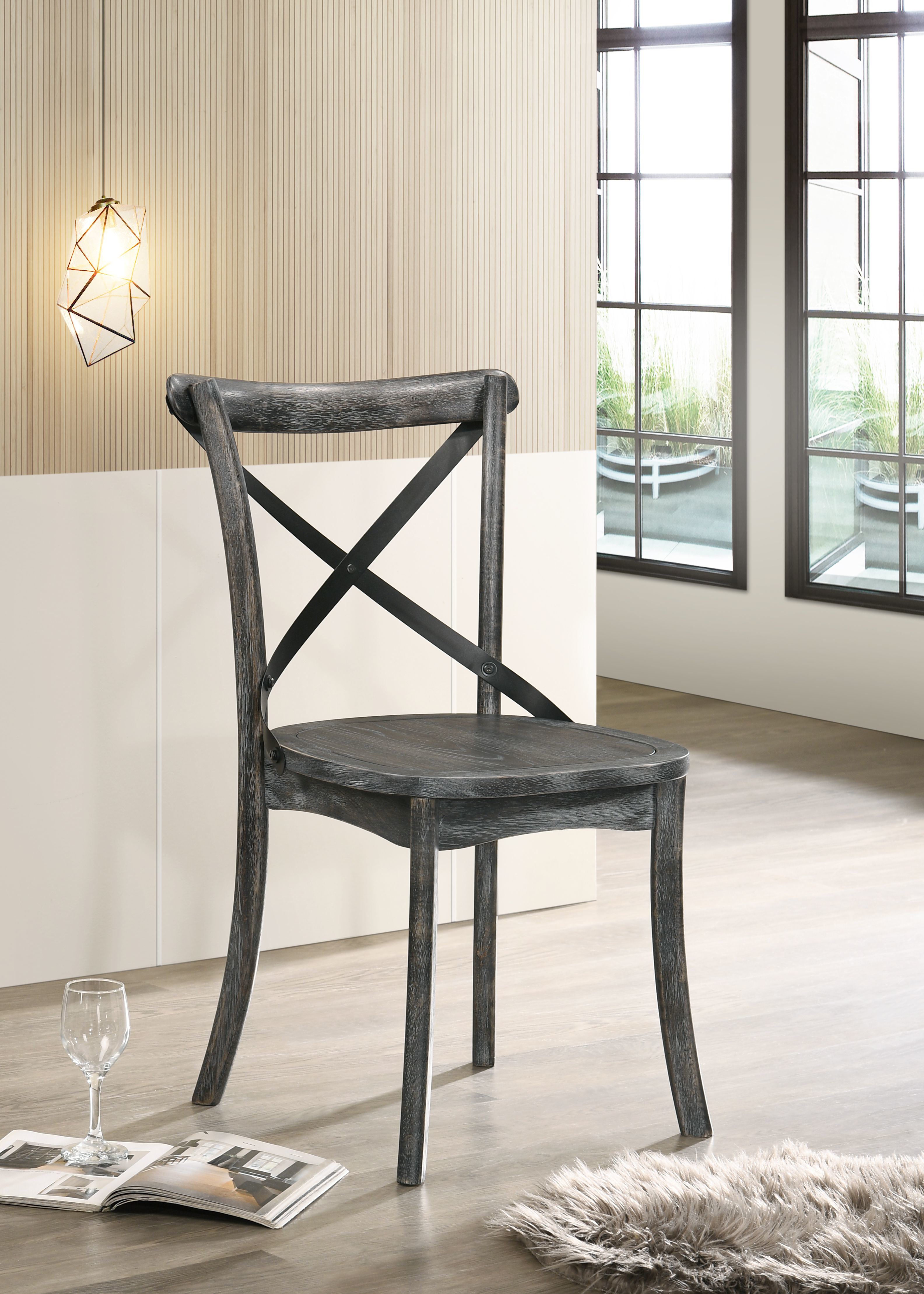 Kendric Side Chair (Set-2); Rustic Gray YJ