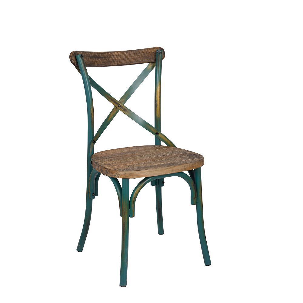 Zaire Side Chair (1Pc) in Antique Turquoise & Antique Oak