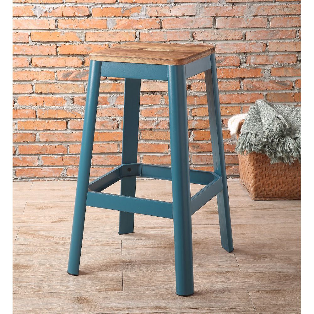 Jacotte Bar Stool (1Pc) in Natural & Teal YJ