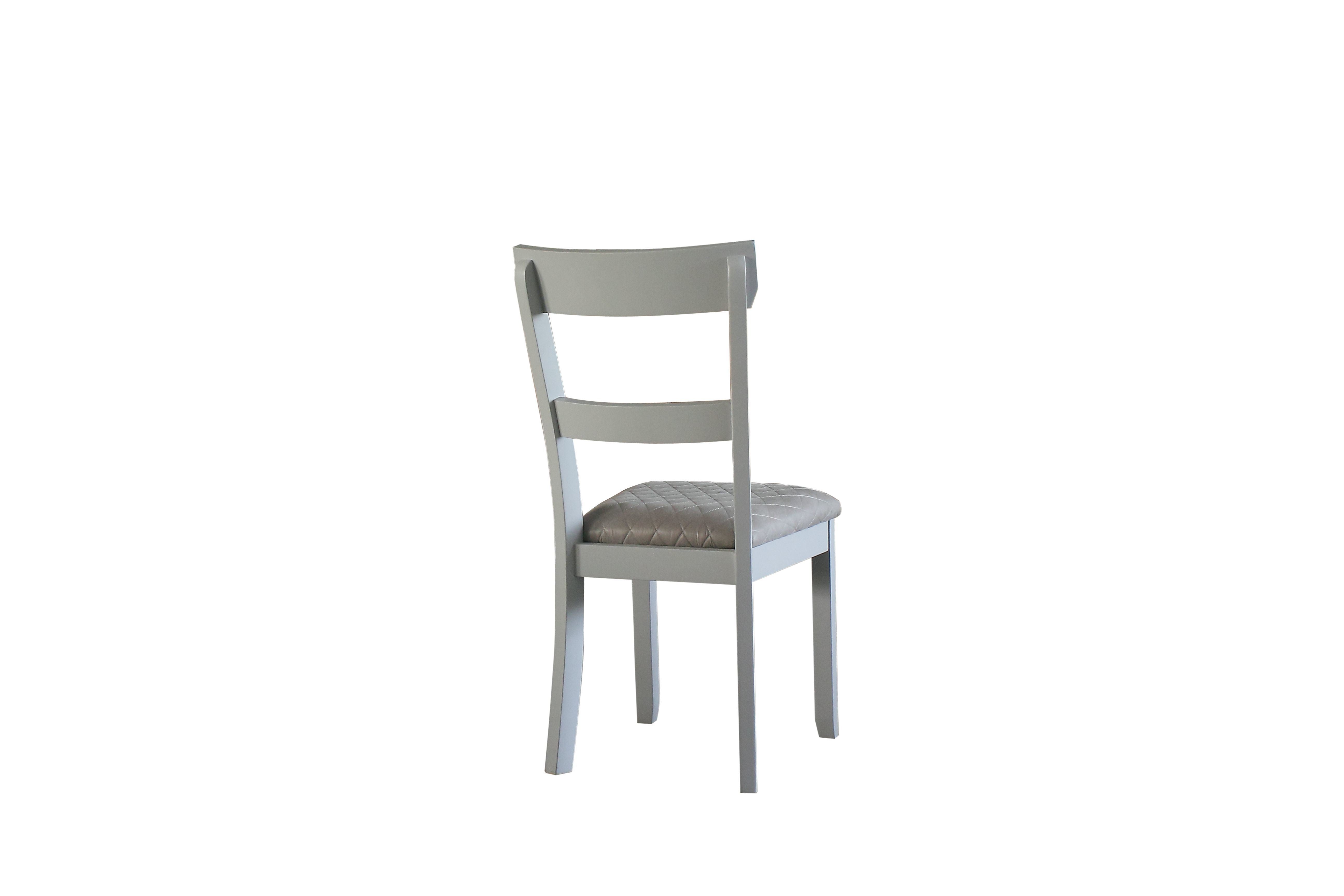 House Marchese Side Chair; Two Tone Gray Fabric & Pearl Gray Finish