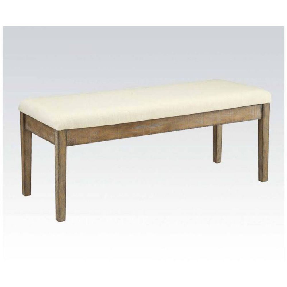 Claudia Bench in Beige Linen & Salvage Brown