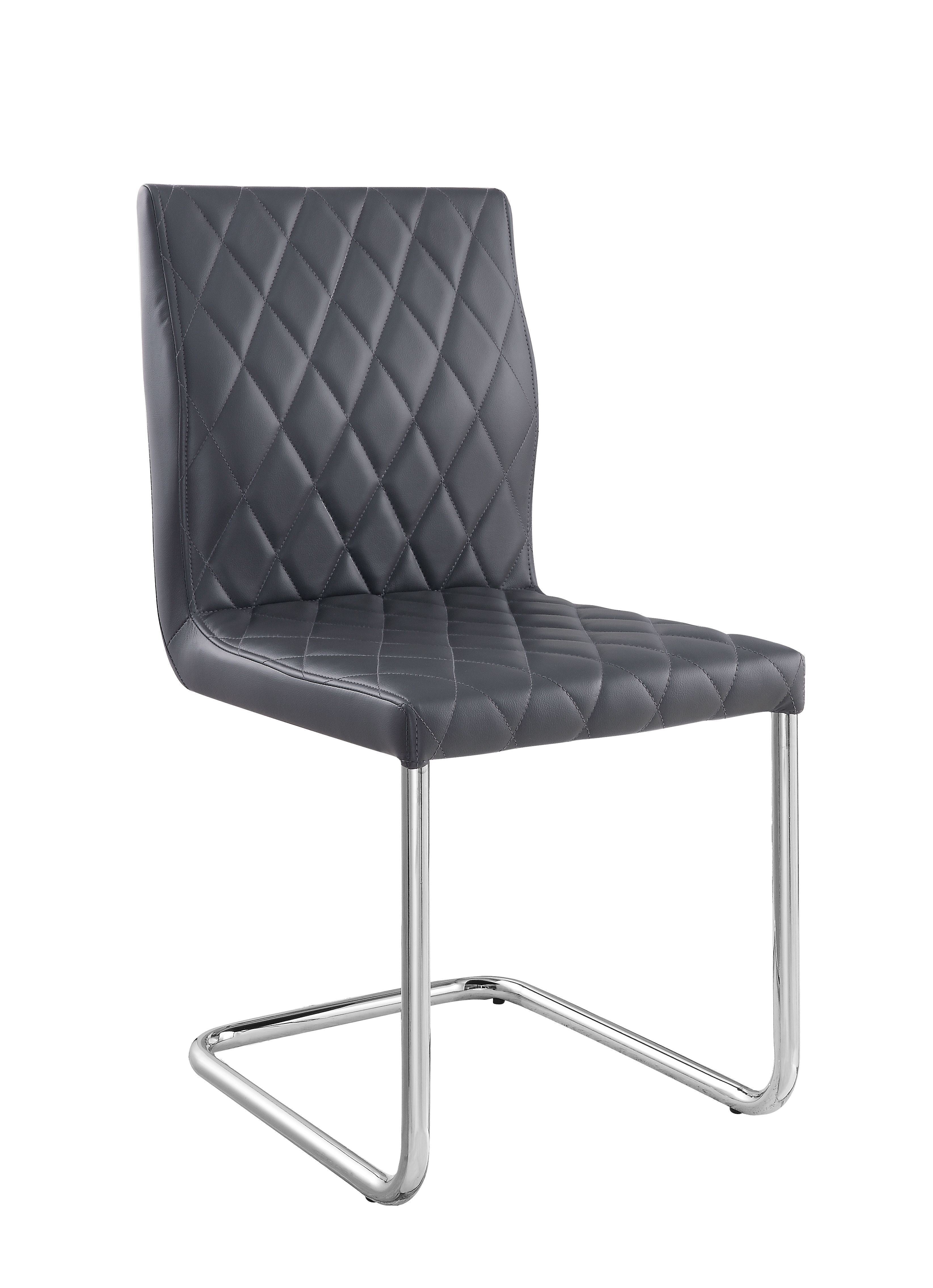 Ansonia Side Chair (Set-2); Gray PU & Chrome