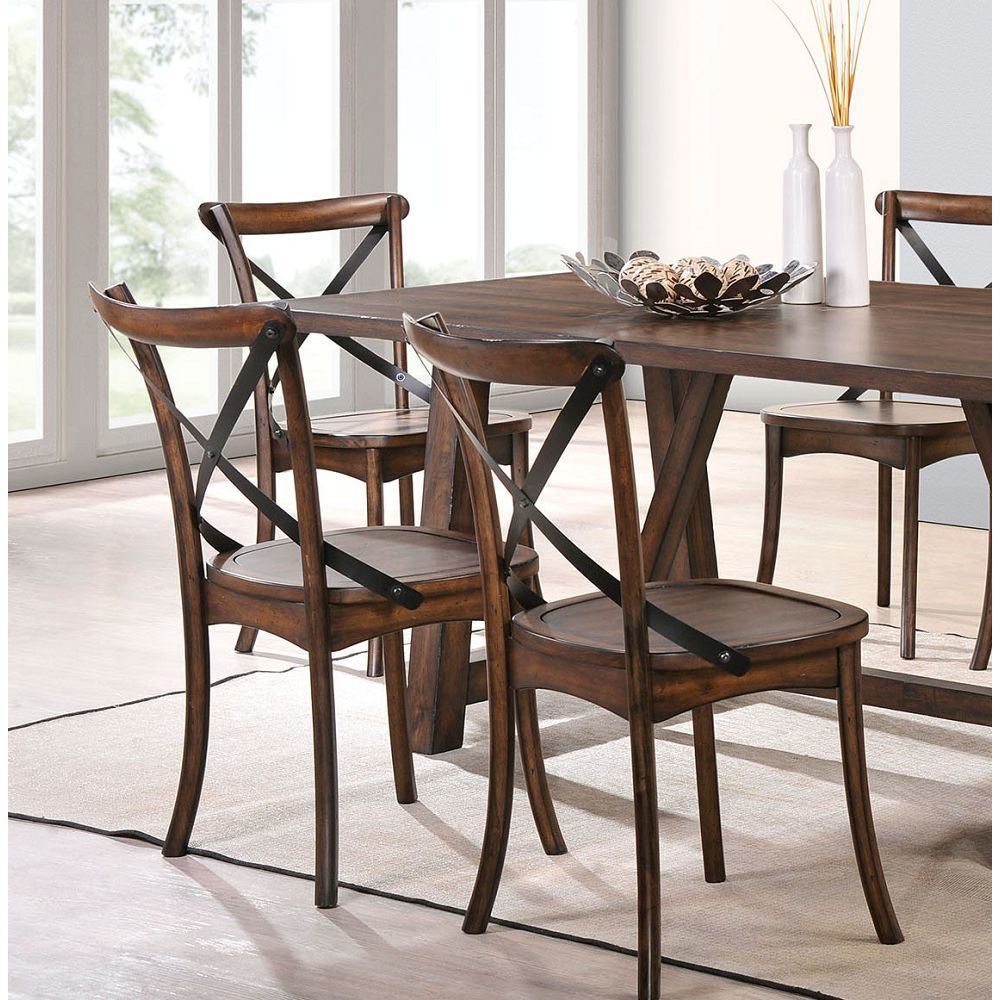 Kaelyn Side Chair (Set-2) in Dark Oak & Black