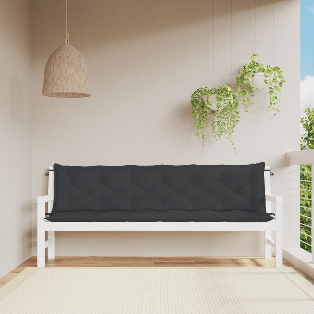 Garden Bench Cushions 2pcs Black 78.7"x19.7"x2.8" Oxford Fabric