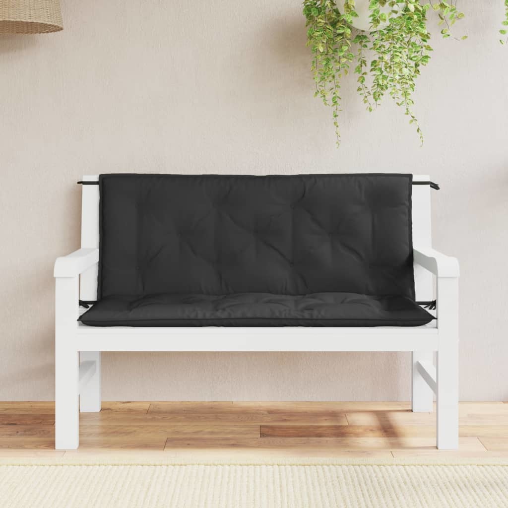 Garden Bench Cushions 2pcs Black 47.2"x19.7"x2.8" Oxford Fabric