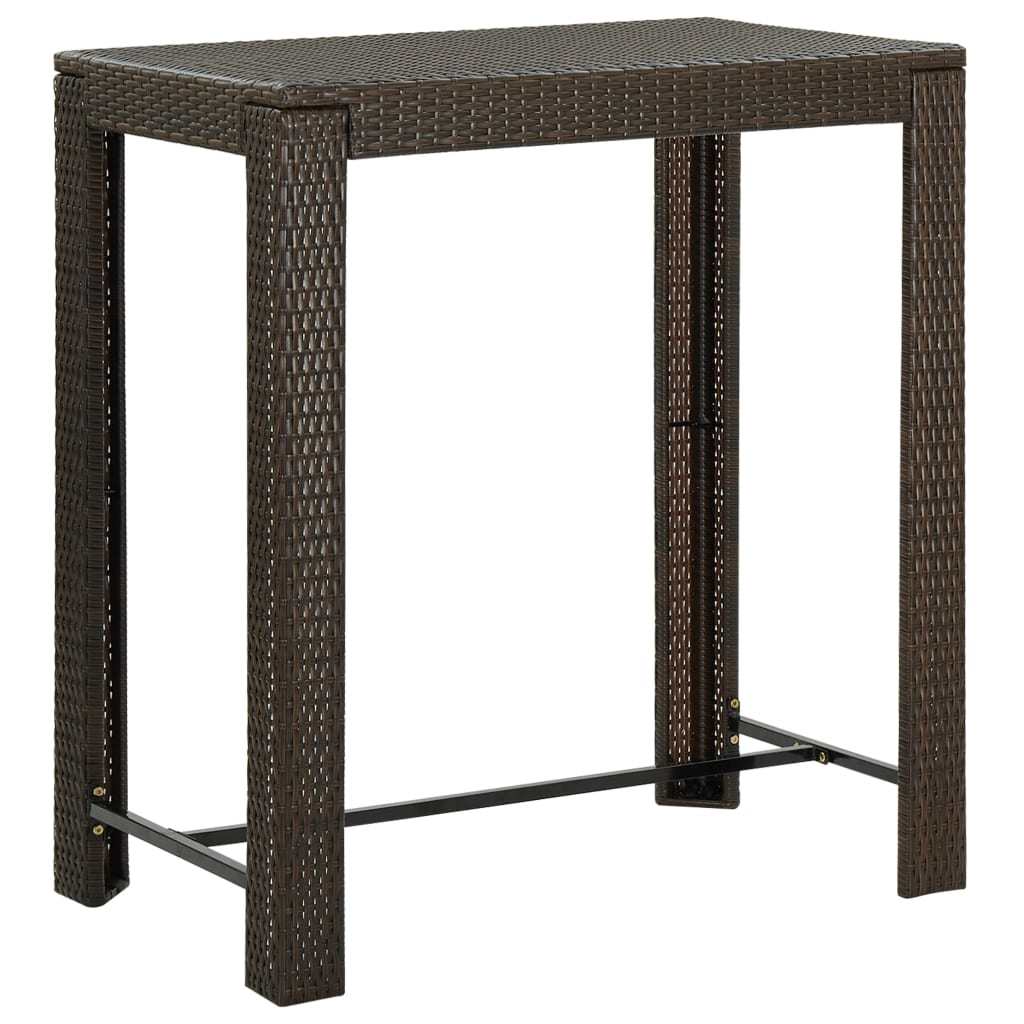 Patio Bar Table Brown 39.4"x23.8"x43.5" Poly Rattan