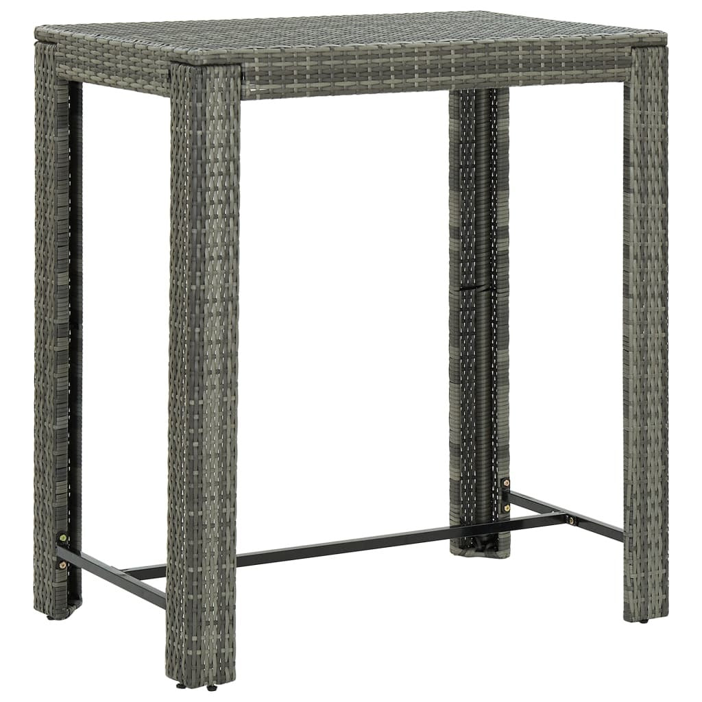 Patio Bar Table Gray 39.4"x23.8"x43.5" Poly Rattan