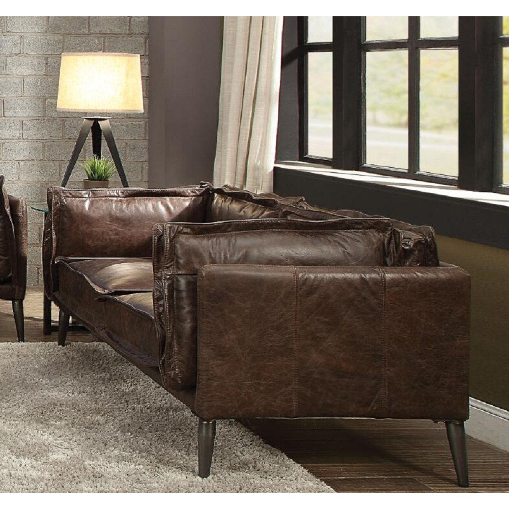 Porchester Loveseat in Distress Chocolate Top Grain Leather