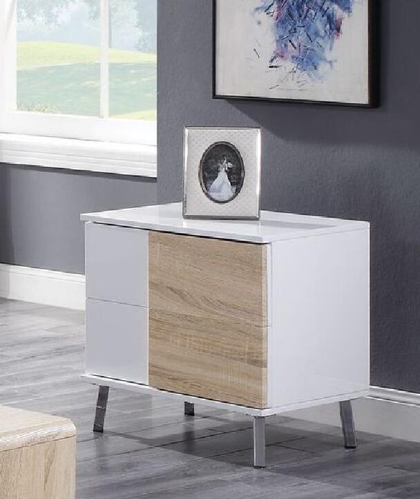 Verux End Table; White High Gloss