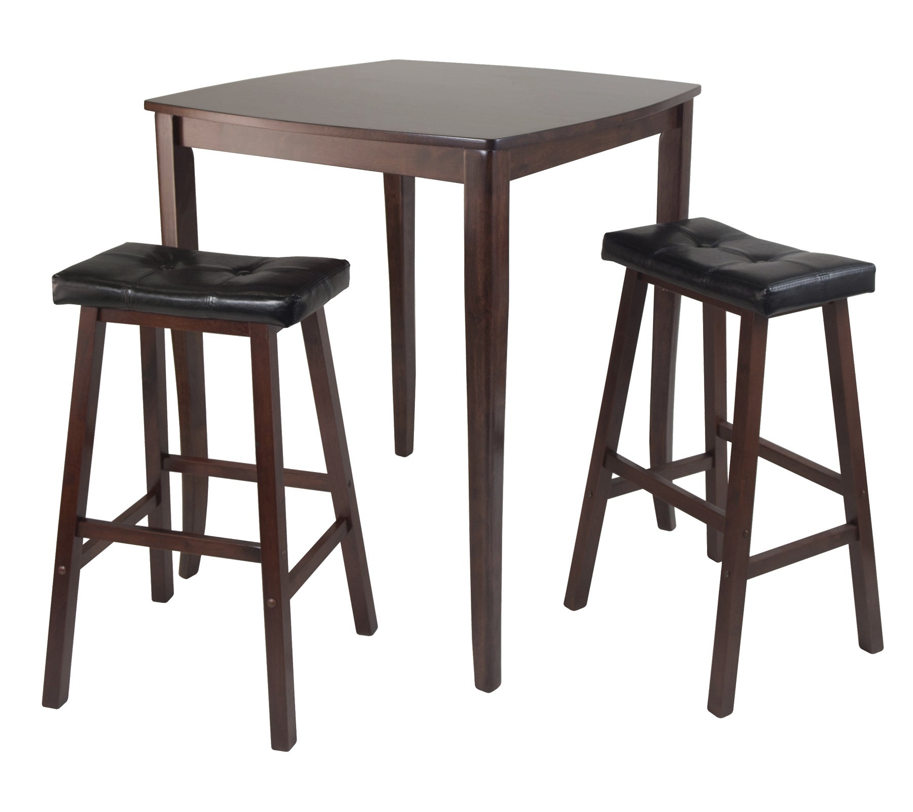 3-Pc Inglewood High/Pub Dining Table with Cushioned Saddle Stool