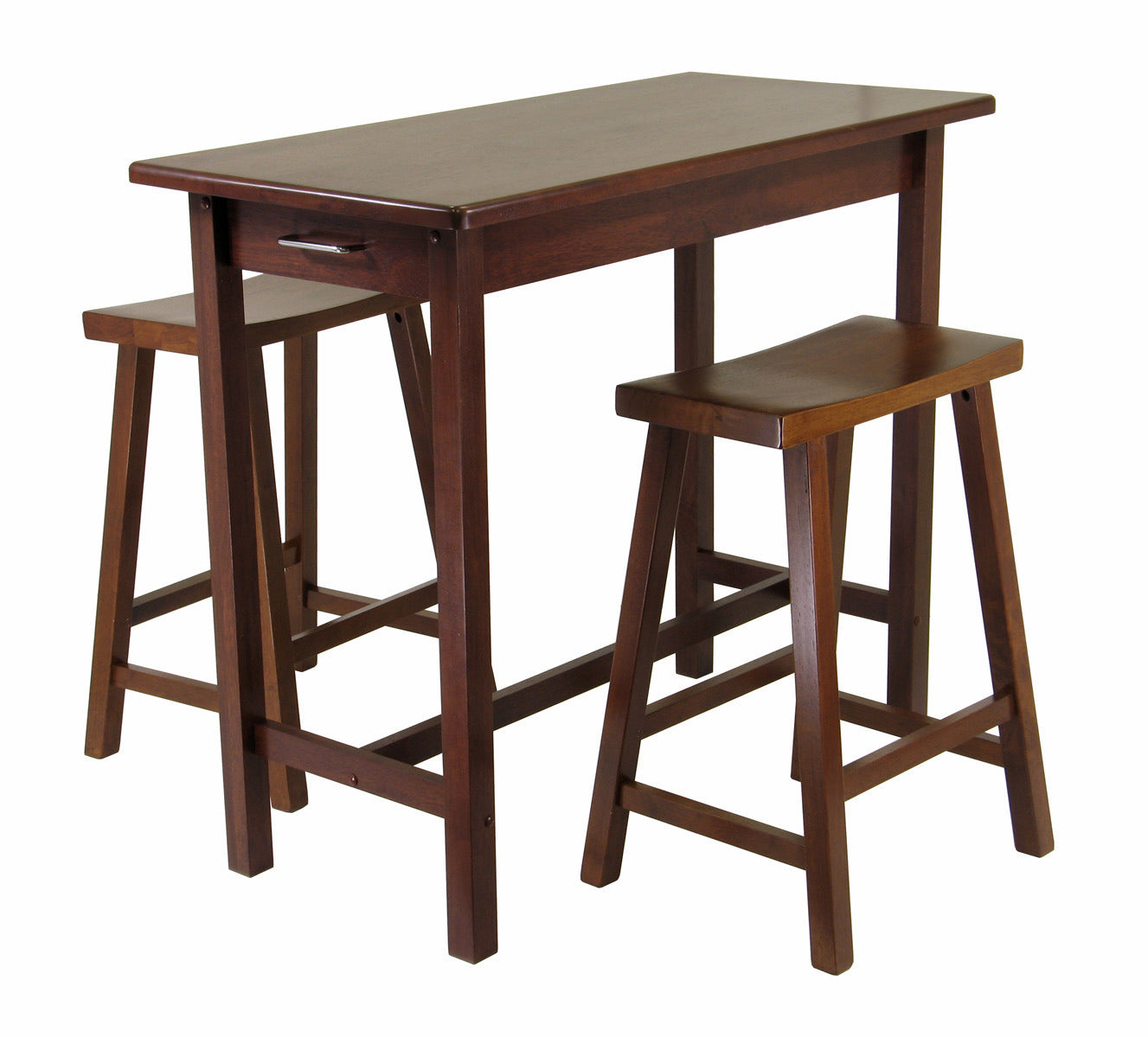 Sally 3-Pc Breakfast Table Set with 2 Saddle Seat Stools