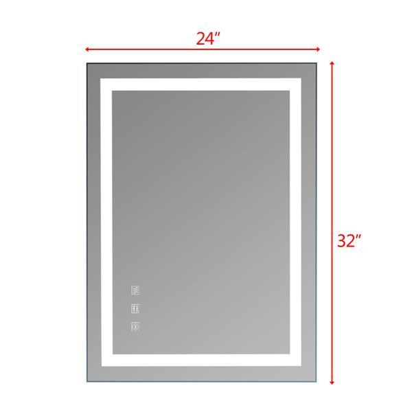 LED Lighted Bathroom Mirror, Horizontal/Vertical Wall Mounted Vanity Mirror with Light, Anti Fog, Dimmable Touch Sensor 5 Size
