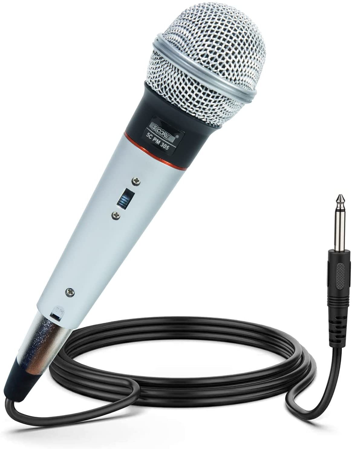 5 Core Microphone Wired Dynamic Vocal Handheld Mic Cardioid Karaoke Unidirectional Microfono w On and Off Switch Includes XLR Audio Cable for Singing, Public Speaking & Parties PM 305